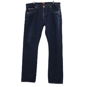 3/$20 R Double U‎ Straight Leg Jeans Dark Wash Denim Mens 38 Button Fly Cotton